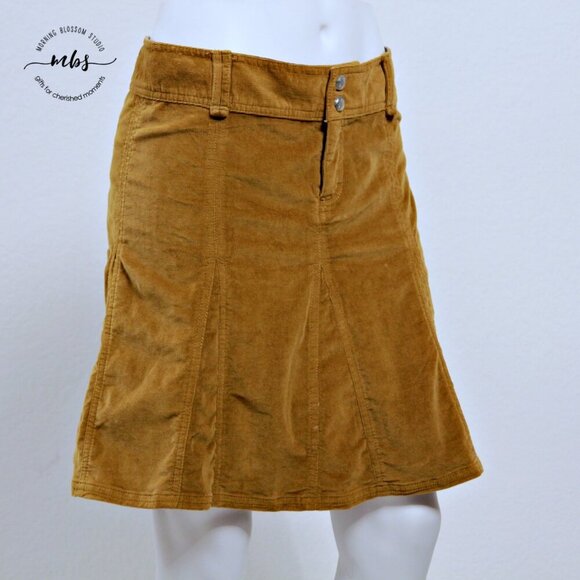Athleta Old Gold Whenever Cord Cotton Blend Corduroy Midi Skirt - Picture 7 of 13